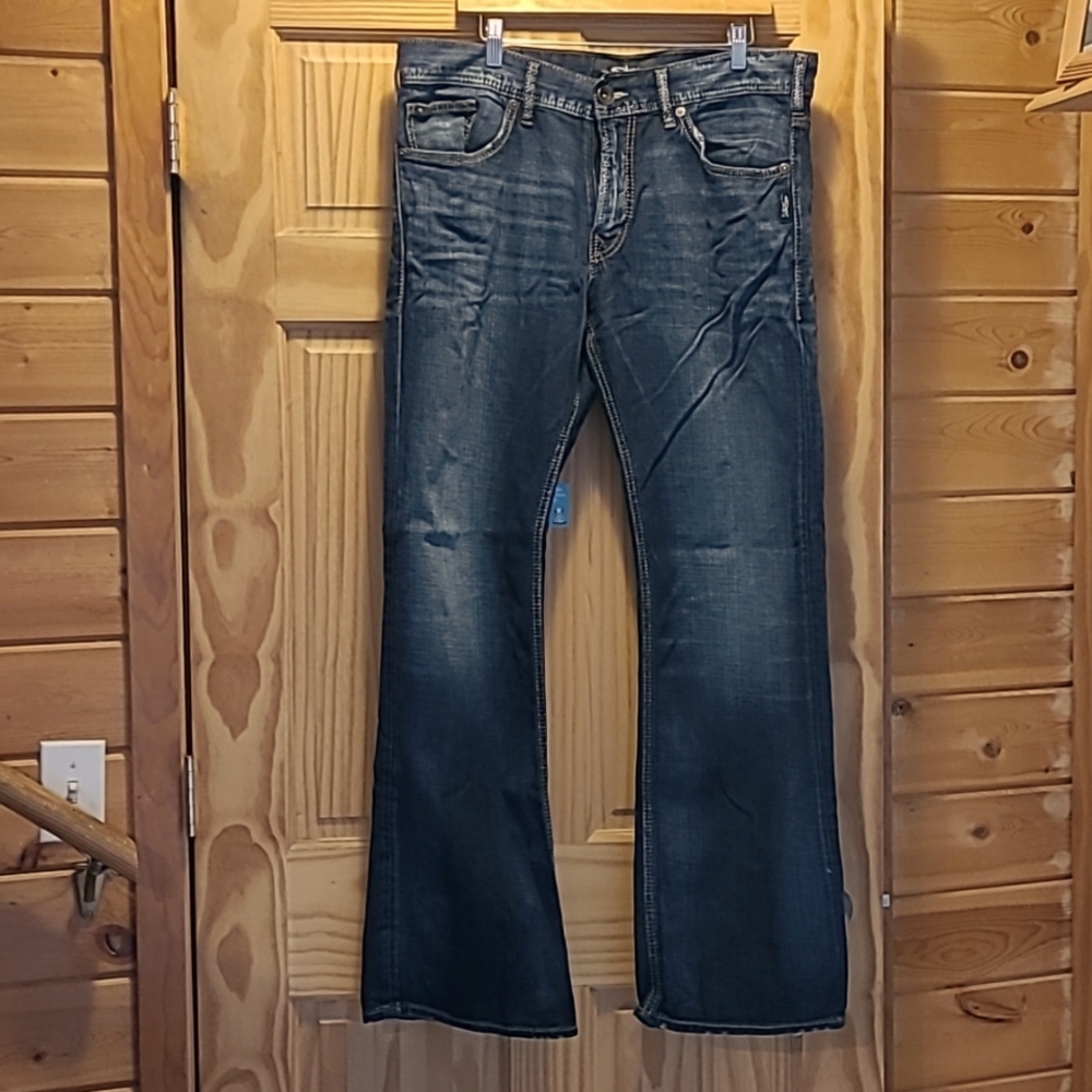 Mens silver jeans, Zac. Dark blue denim. Size W38/L36
